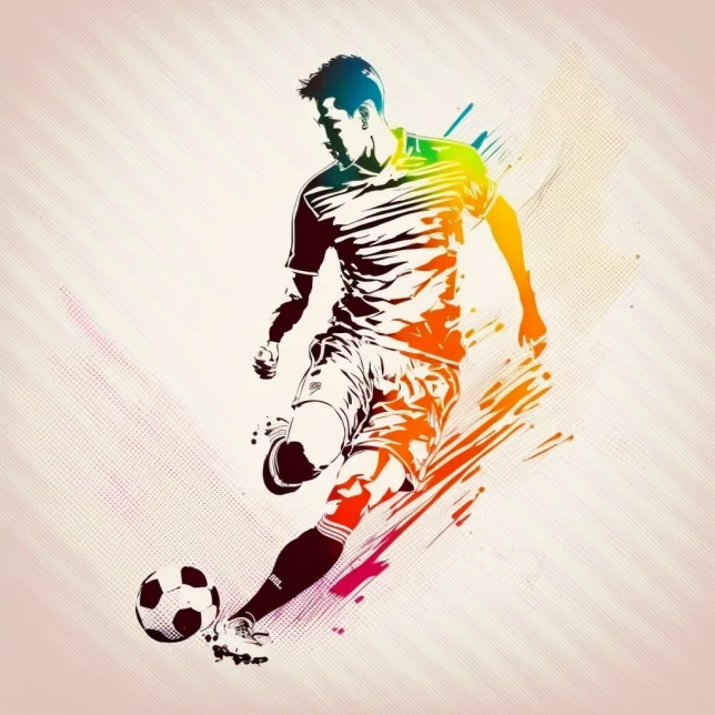 Midjourney soccer player, line art image